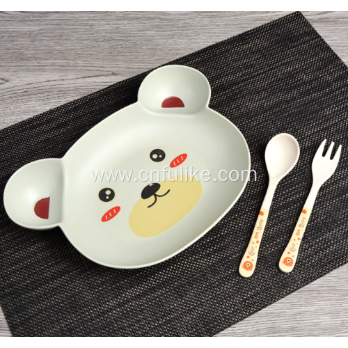 Colorful Bear Shape Bamboo Fiber Dinnerware Set